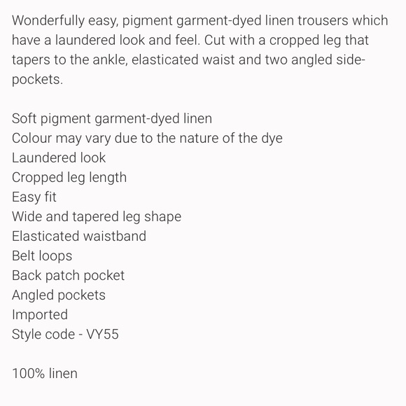 Poetry Cropped Trousers Garment-Dyed Linen in Buttermilk Cream Yellow Lagenlook - Picture 2 of 11